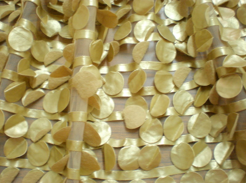 1.Gold Fake Leather Paillettes Cut Fabrics